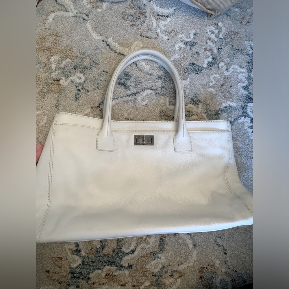 CHANEL executive tote with Textured Leather and Silver Hardware